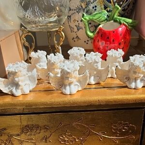White Ceramic Angel Napkin Holders - Set of 8